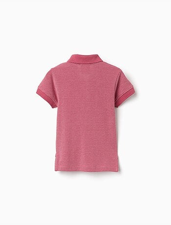 Polo in piqué di cotone con pois in jacquard
