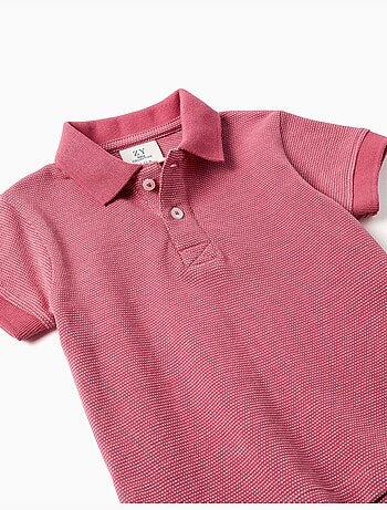Polo in piqué di cotone con pois in jacquard