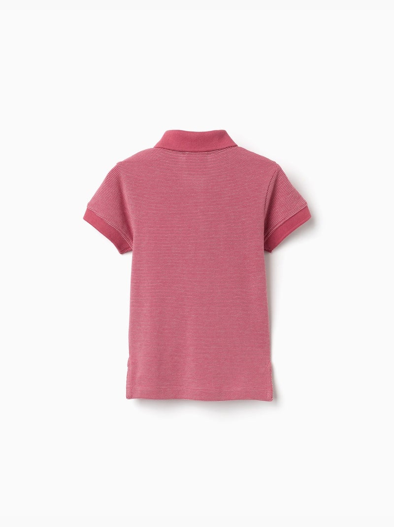 Polo in piqué di cotone con pois in jacquard Rosa scuro - Kiabi