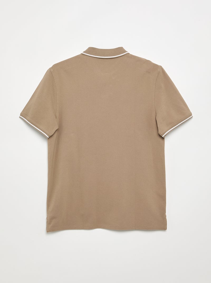 Polo in piqué di cotone con ricamo sul petto Beige - Kiabi