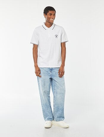 Polo in piqué di cotone con ricamo sul petto