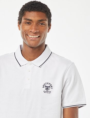 Polo in piqué di cotone con ricamo sul petto