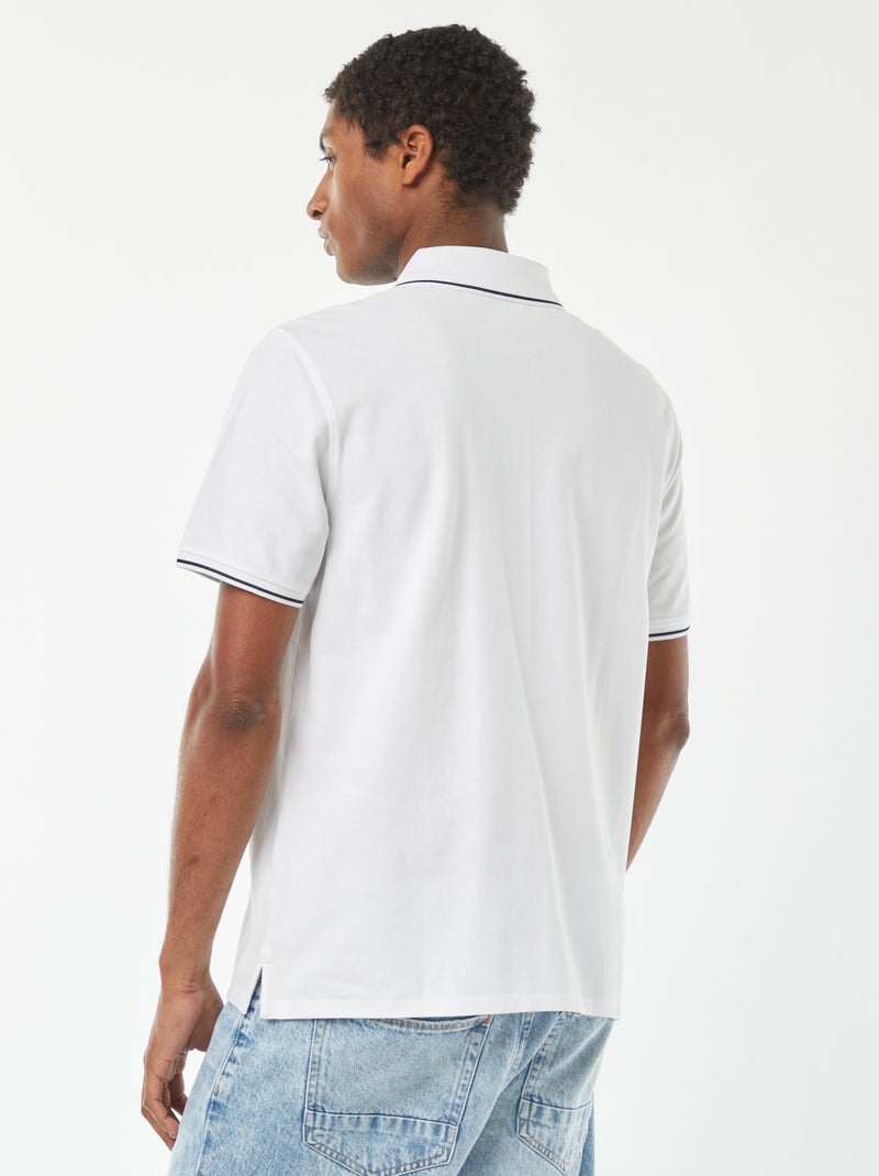 Polo in piqué di cotone con ricamo sul petto BIANCO - Kiabi