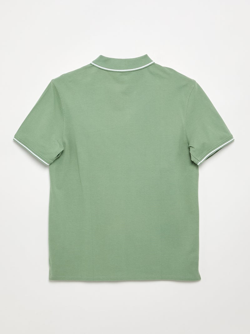Polo in piqué di cotone con ricamo sul petto Verde - Kiabi
