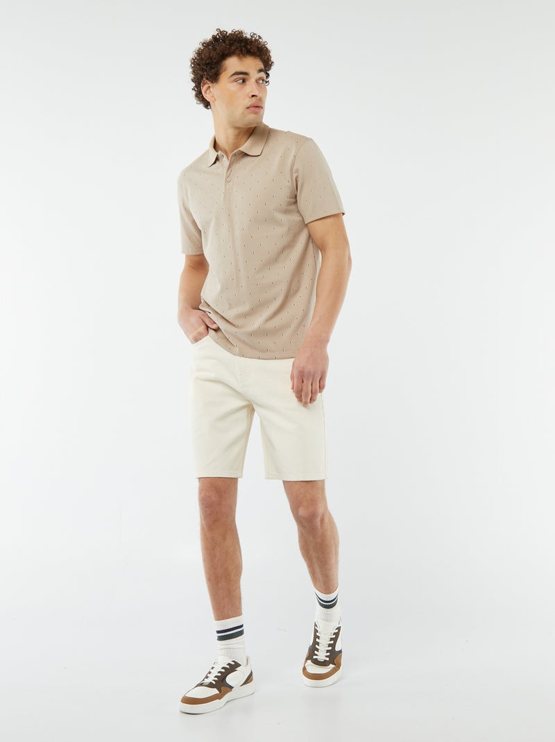 Polo in piqué di cotone con stampa BEIGE - Kiabi