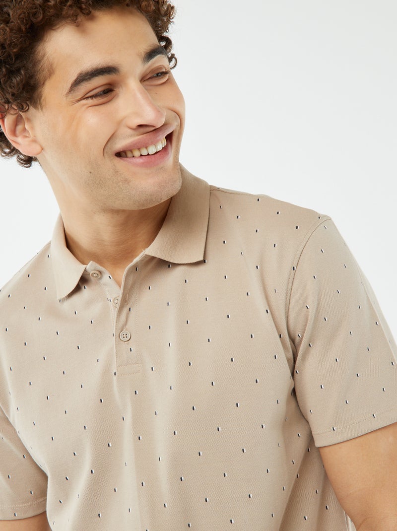 Polo in piqué di cotone con stampa BEIGE - Kiabi