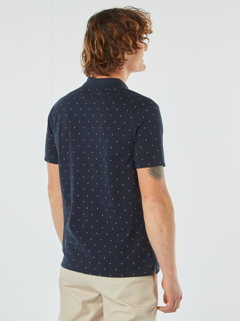 Polo in piqué di cotone con stampa BLU - Kiabi