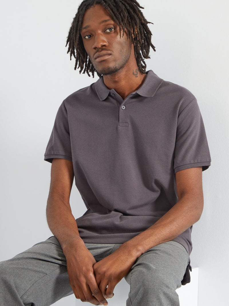 Polo in piqué di cotone grigio antracite - Kiabi