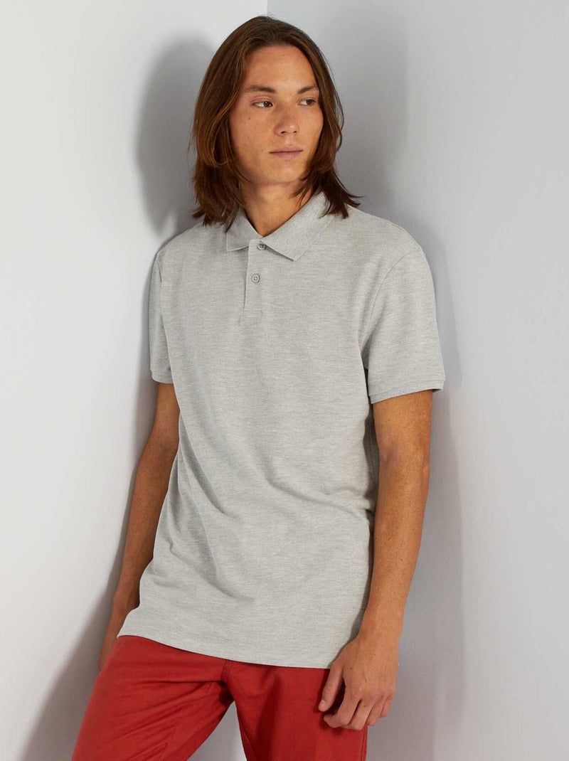 Polo in piqué di cotone grigio chiaro - Kiabi