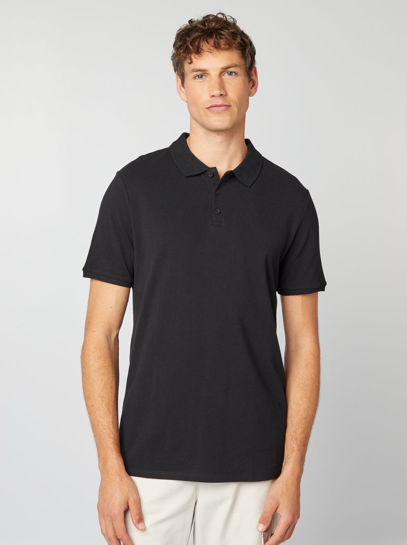 Polo in piqué di cotone nero - Kiabi