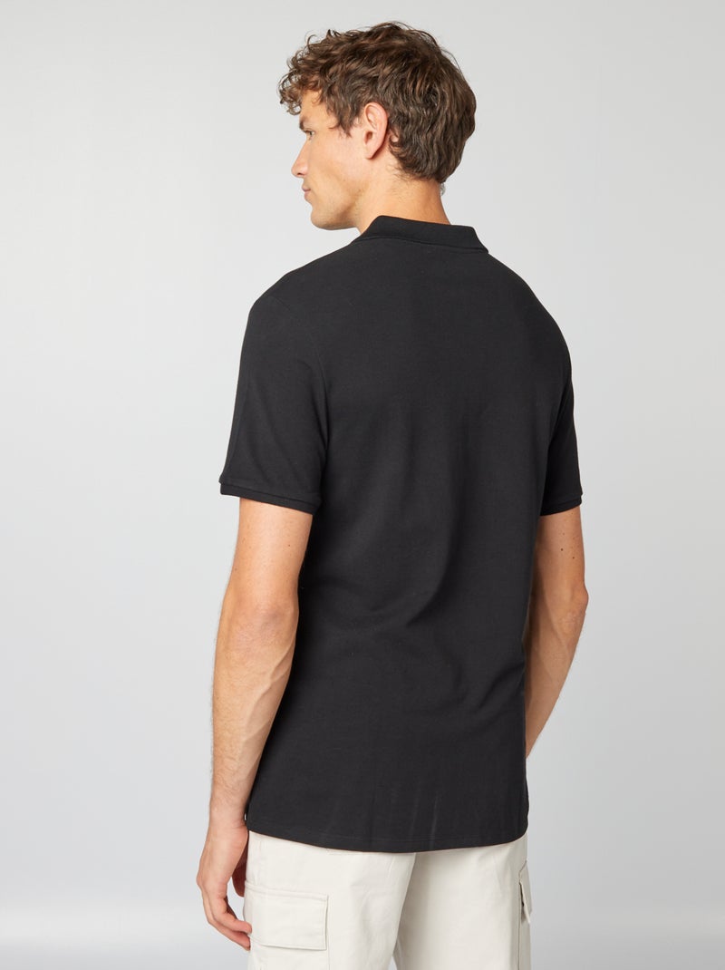 Polo in piqué di cotone nero - Kiabi
