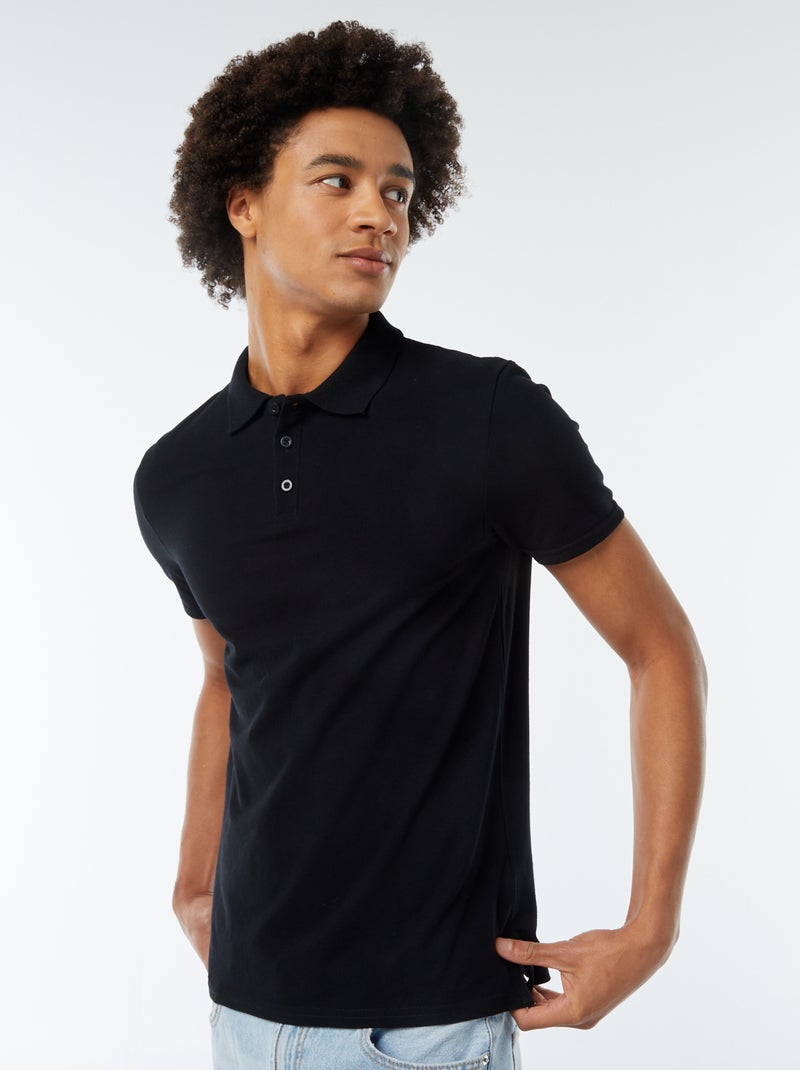 Polo in piqué di cotone nero - Kiabi