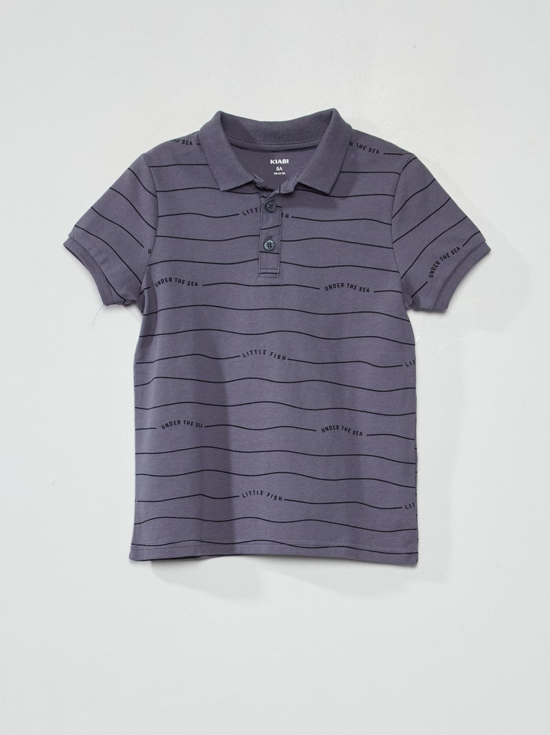 Polo in piqué di cotone stampato BLU - Kiabi
