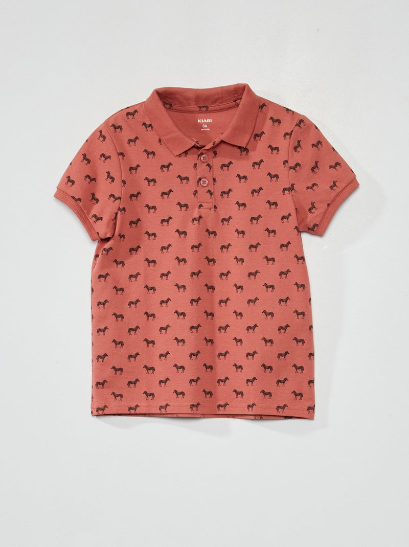 Polo in piqué di cotone stampato ROSSO - Kiabi