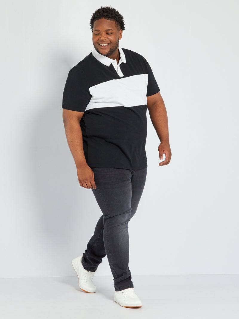 Polo in piqué di cotone stretch Nero - Kiabi