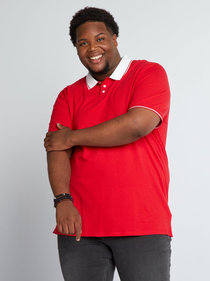 Polo in piqué di cotone stretch ROSSO - Kiabi