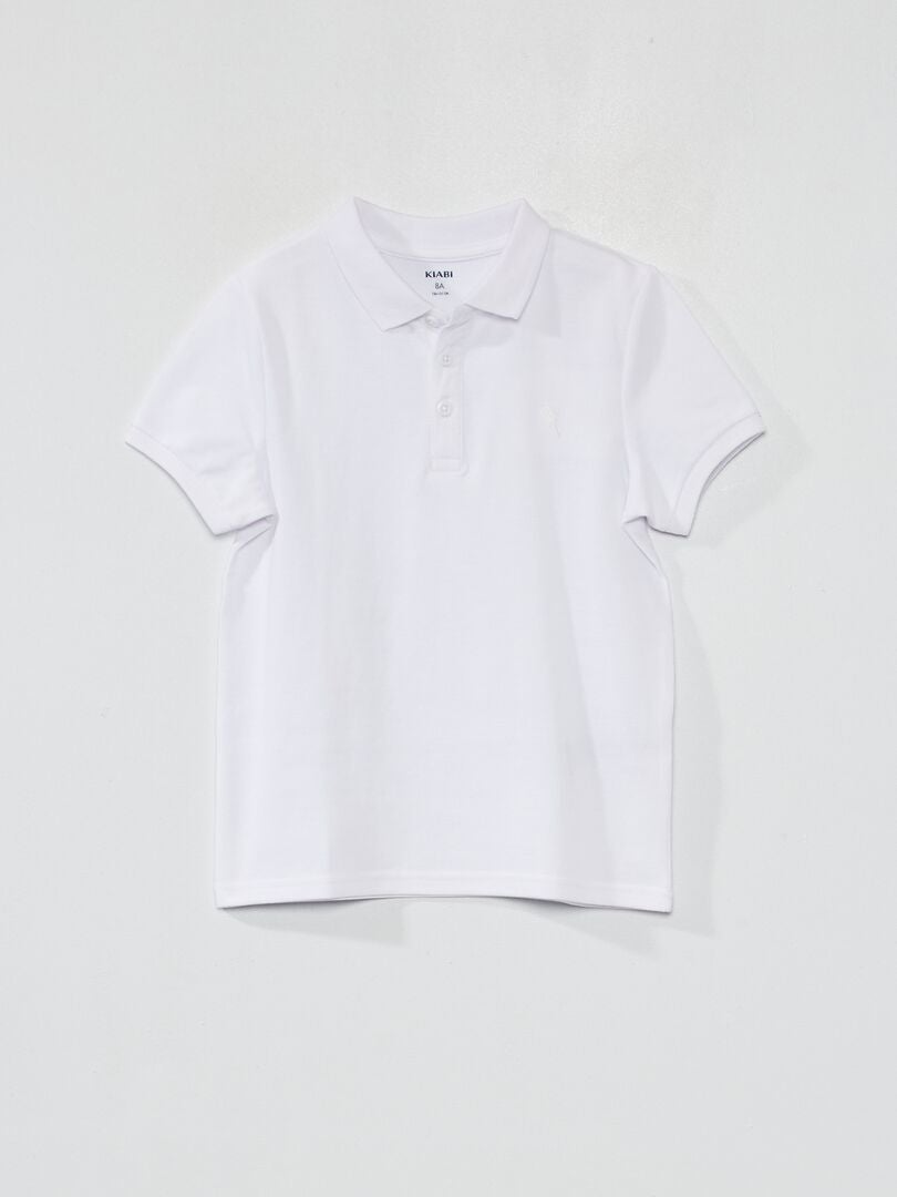 Polo in piqué di cotone tinta unita bianco - Kiabi