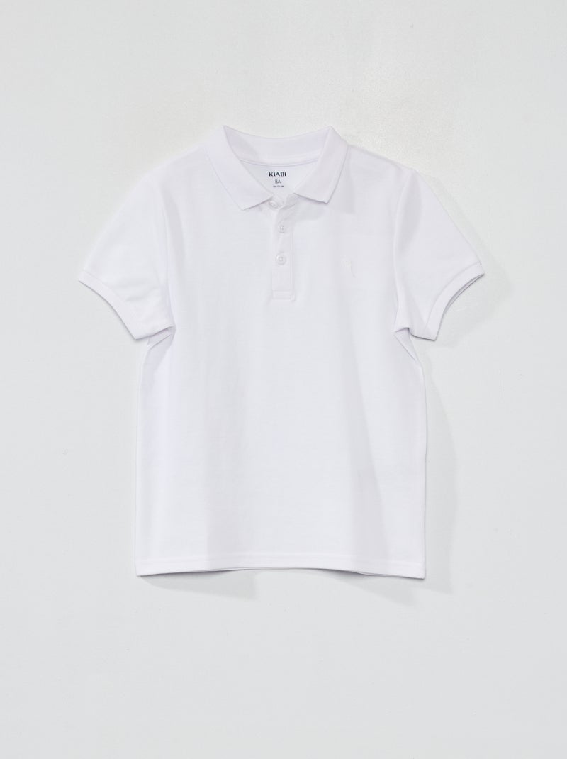 Polo in piqué di cotone tinta unita Bianco - Kiabi