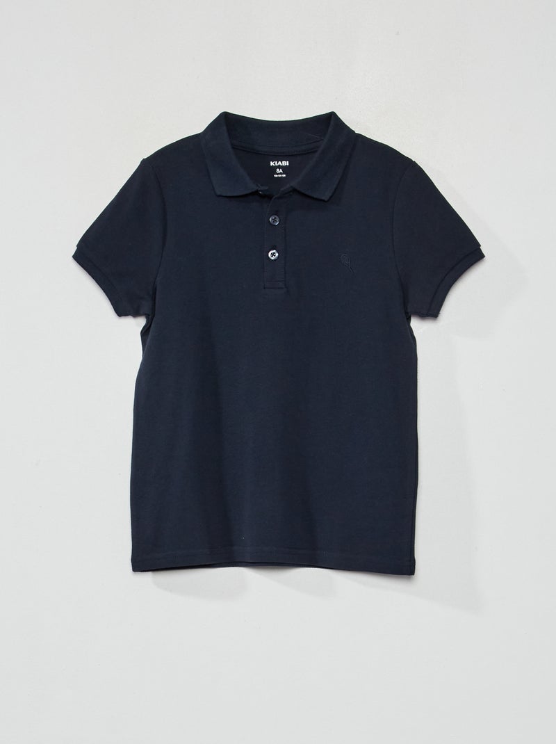 Polo in piqué di cotone tinta unita blu - Kiabi