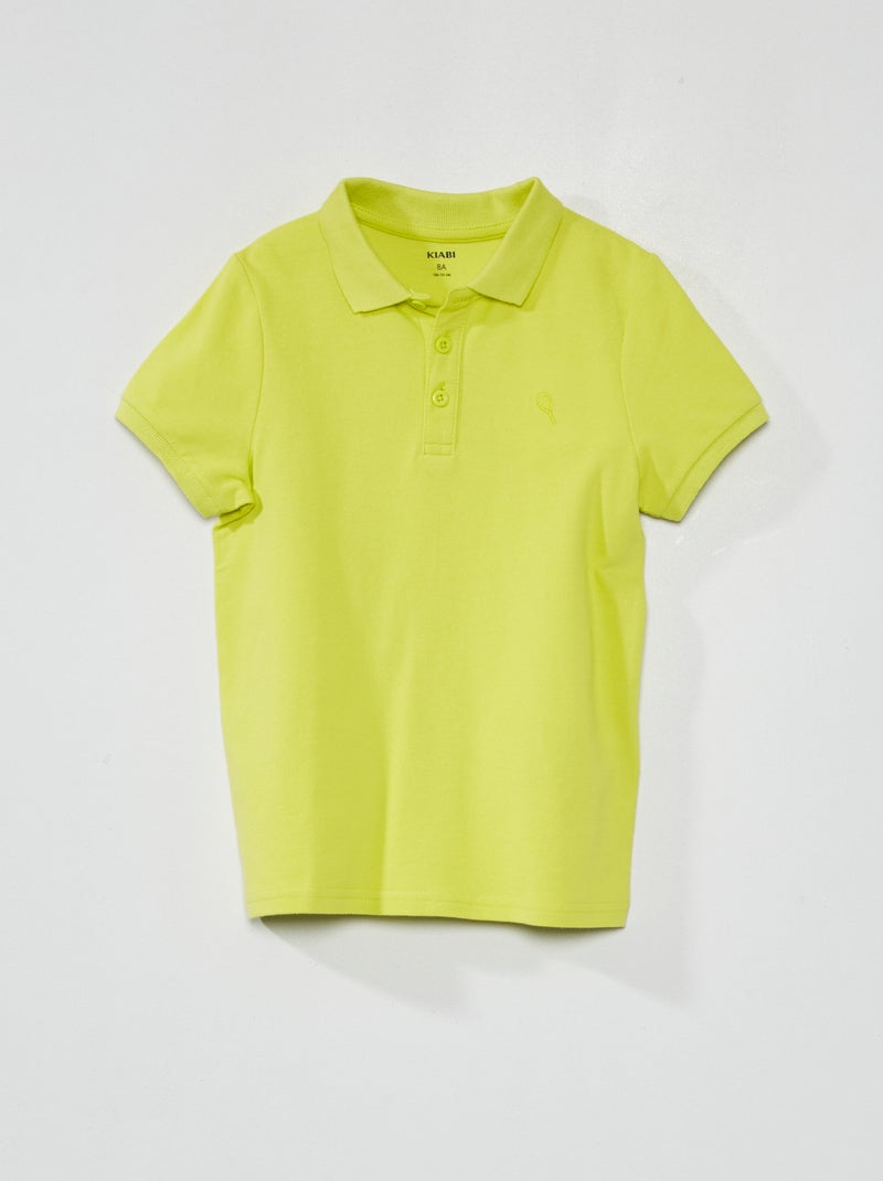 Polo in piqué di cotone tinta unita GIALLO - Kiabi