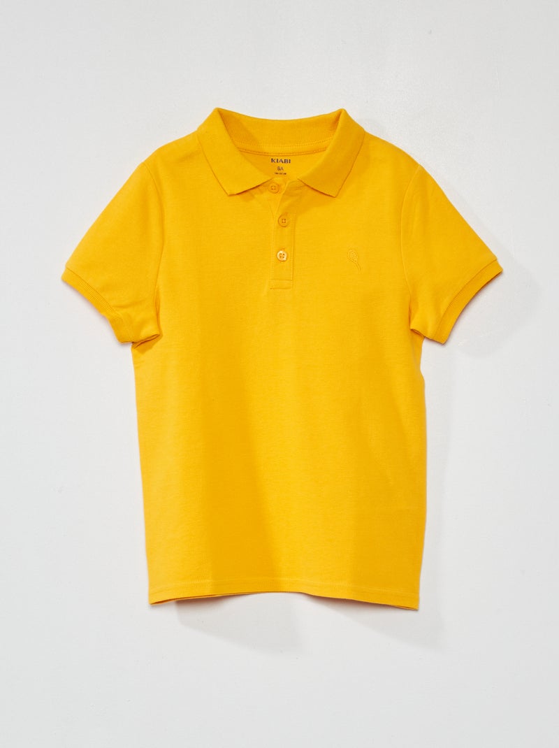 Polo in piqué di cotone tinta unita GIALLO - Kiabi