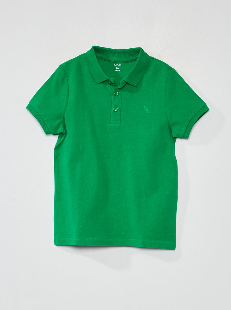 Polo in piqué di cotone tinta unita VERDE - Kiabi