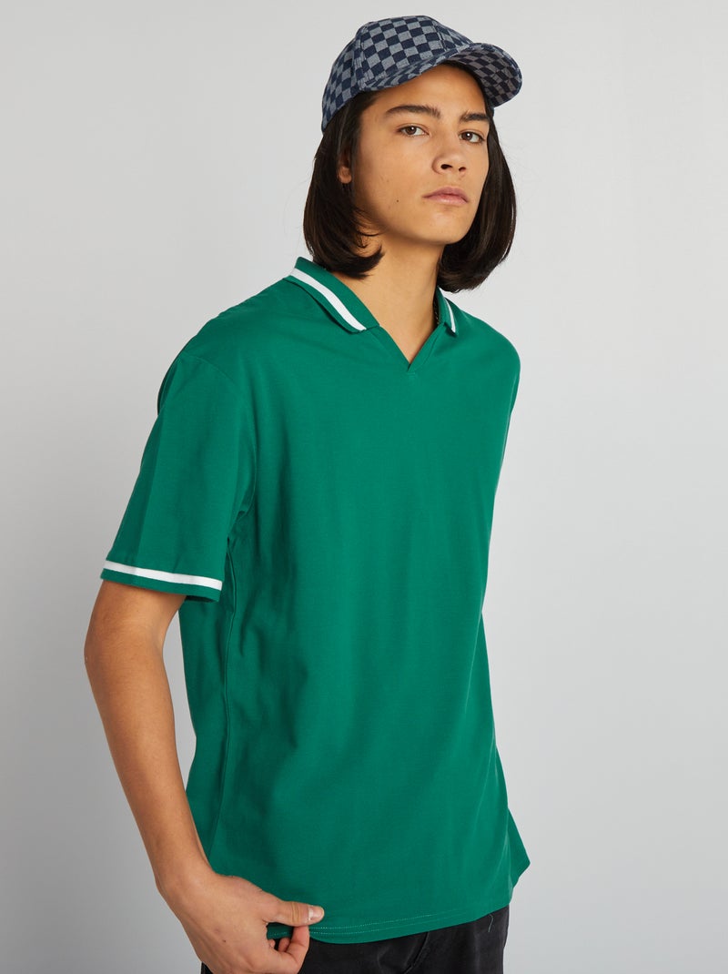 Polo in piqué di cotone VERDE - Kiabi