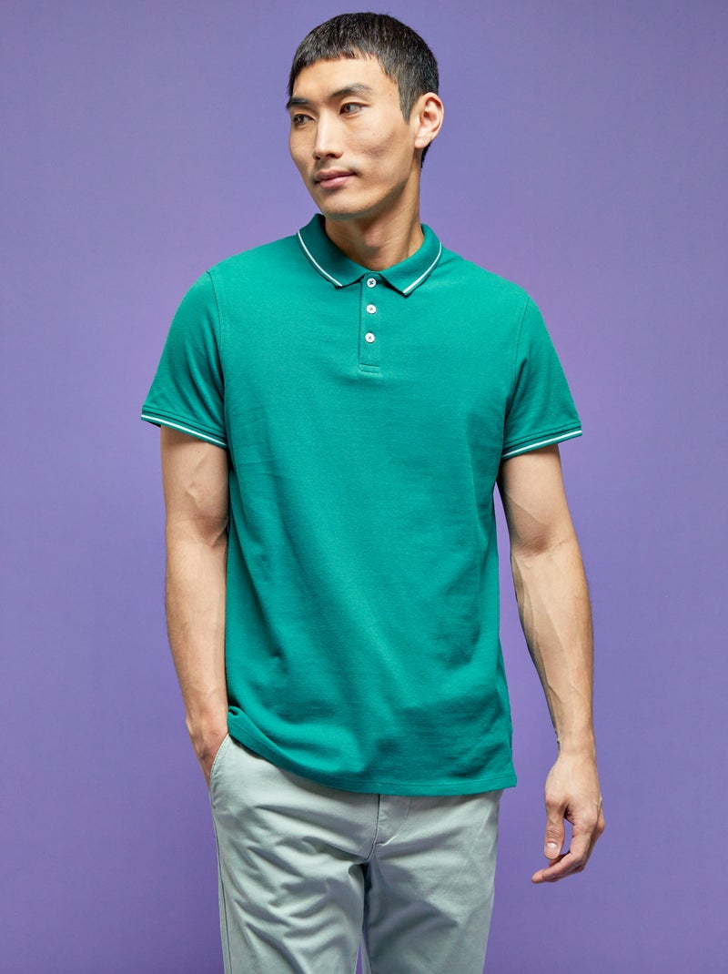 Polo in piqué di cotone VERDE - Kiabi
