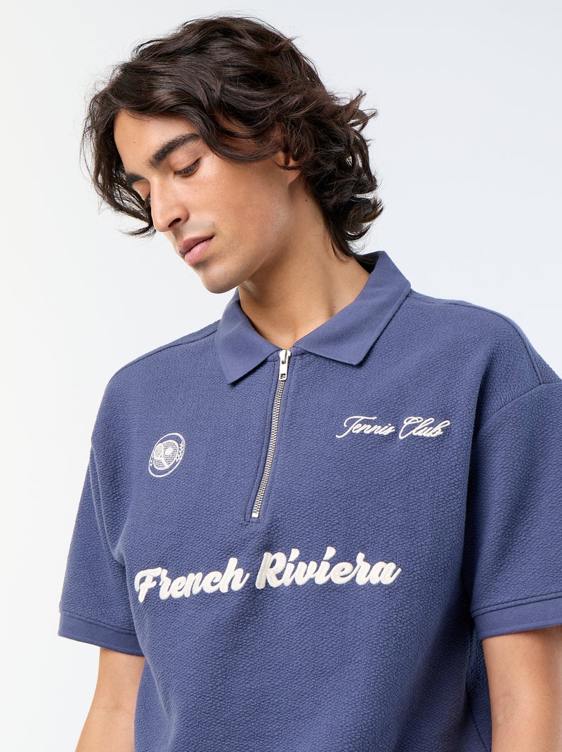 Polo in tessuto fantasia a maniche corte Blu - Kiabi