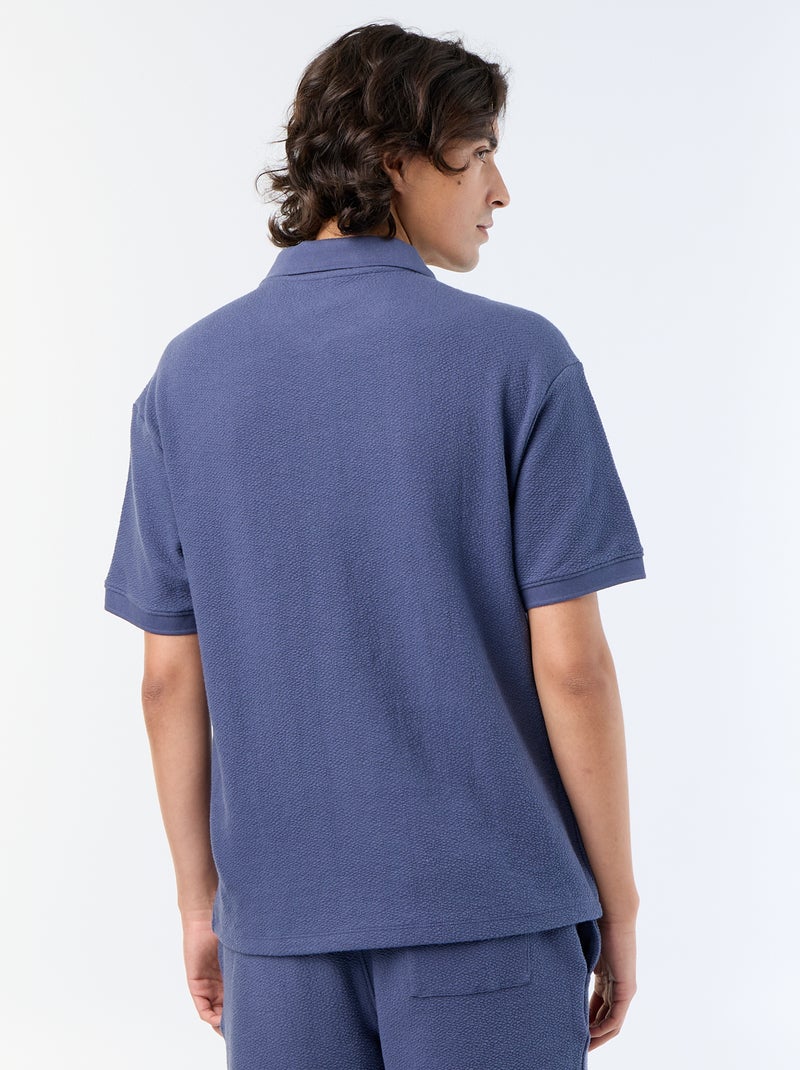 Polo in tessuto fantasia a maniche corte Blu - Kiabi