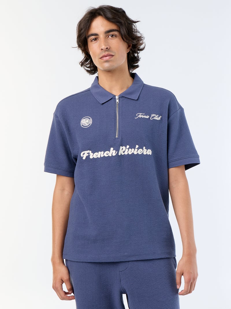 Polo in tessuto fantasia a maniche corte Blu - Kiabi