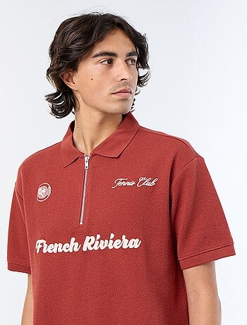 Polo in tessuto fantasia a maniche corte