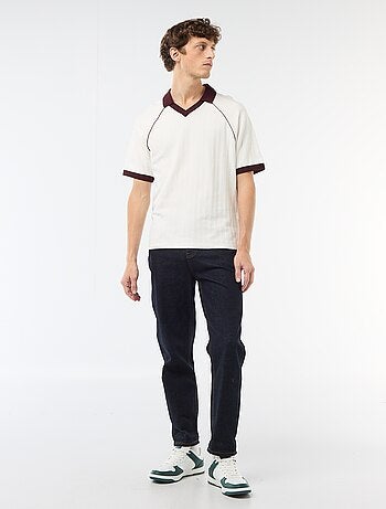 Polo in tessuto fantasia con collo polo senza bottoni