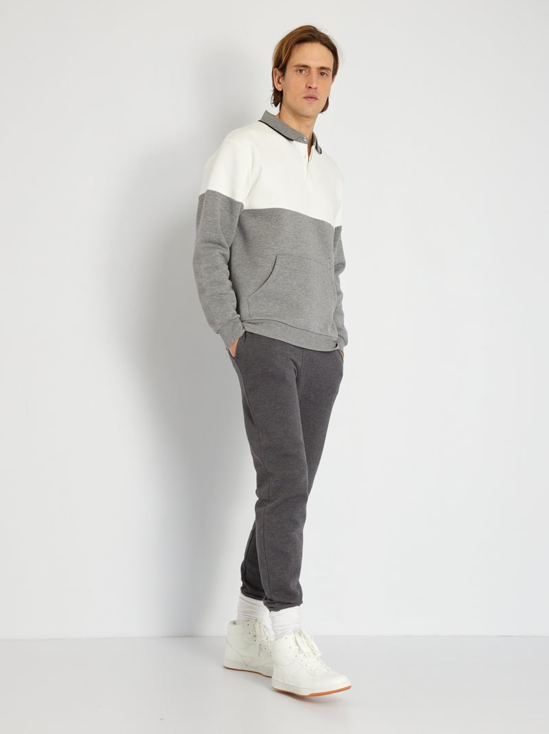 Polo in tessuto felpato con maniche lunghe GRIGIO - Kiabi