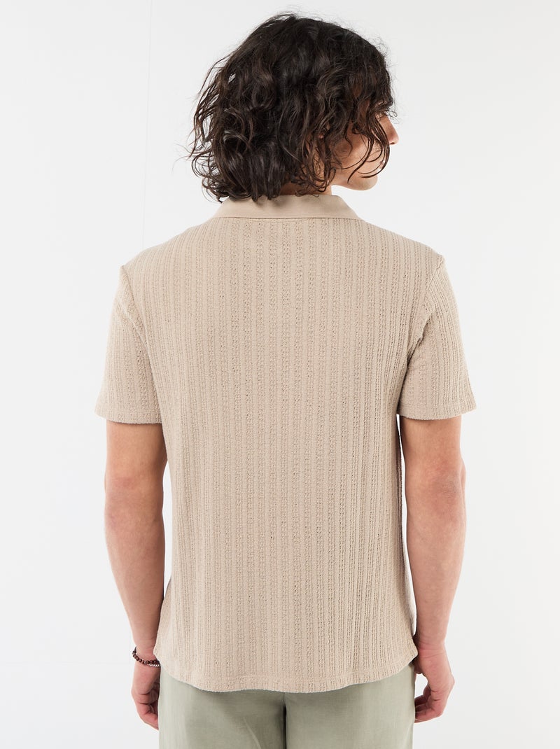 Polo in tessuto operato traforato Beige - Kiabi