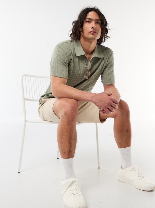 Polo in tessuto operato traforato - Kiabi