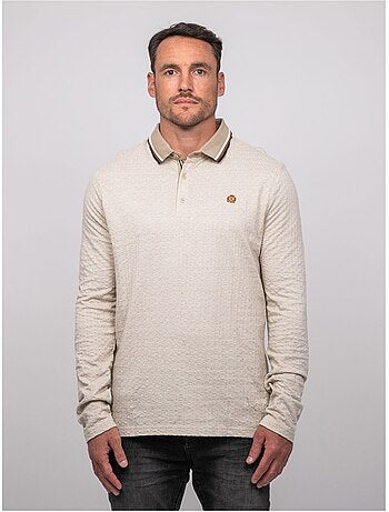 Polo jacquard a maniche lunghe con collo a righe pirataxo