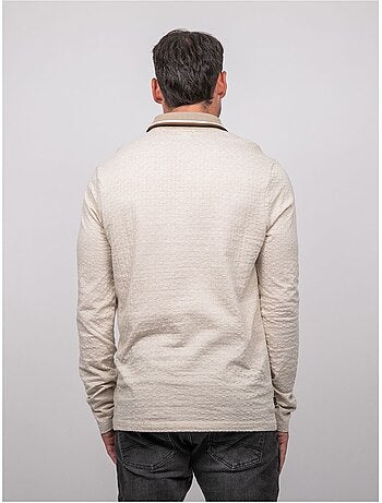Polo jacquard a maniche lunghe con collo a righe pirataxo