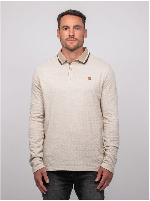 Polo jacquard a maniche lunghe con collo a righe pirataxo - Kiabi Polo jacquard a maniche lunghe con collo a righe pirataxo - Kiabi