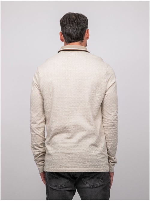 Polo jacquard a maniche lunghe con collo a righe pirataxo - Kiabi Polo jacquard a maniche lunghe con collo a righe pirataxo - Kiabi