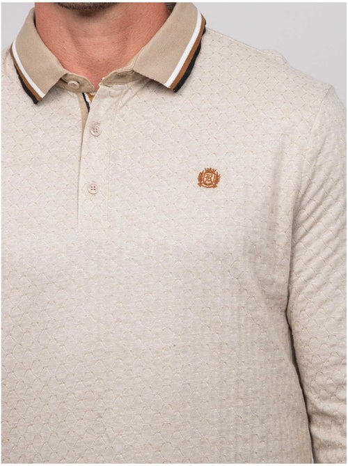 Polo jacquard a maniche lunghe con collo a righe pirataxo - Kiabi Polo jacquard a maniche lunghe con collo a righe pirataxo - Kiabi
