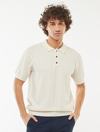 Polo lavorata a maglia a maniche corte