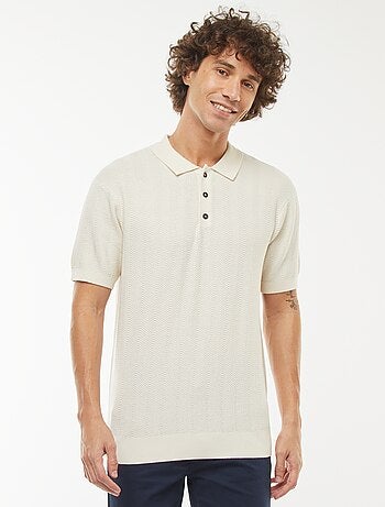 Polo lavorata a maglia a maniche corte
