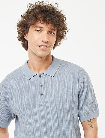 Polo lavorata a maglia a maniche corte