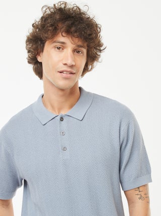 Polo lavorata a maglia a maniche corte
