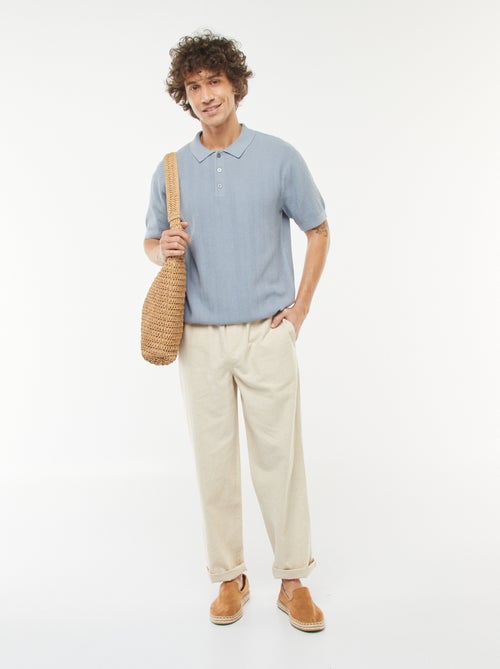 Polo lavorata a maglia a maniche corte - Kiabi