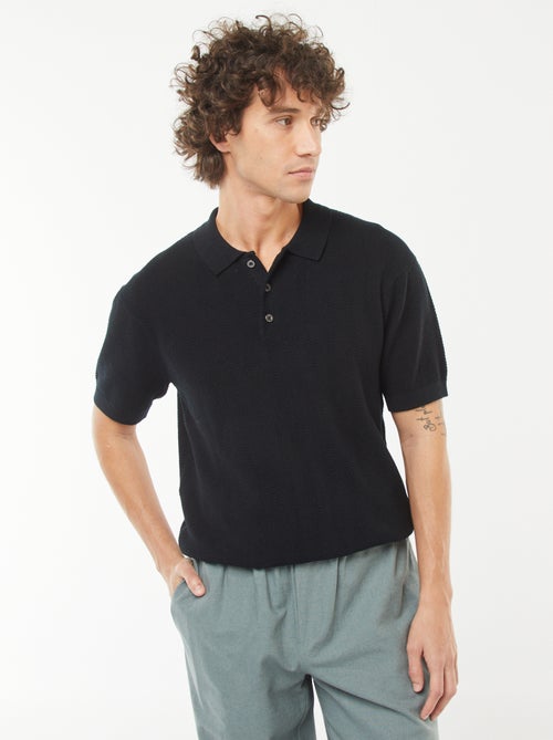 Polo lavorata a maglia a maniche corte - Kiabi