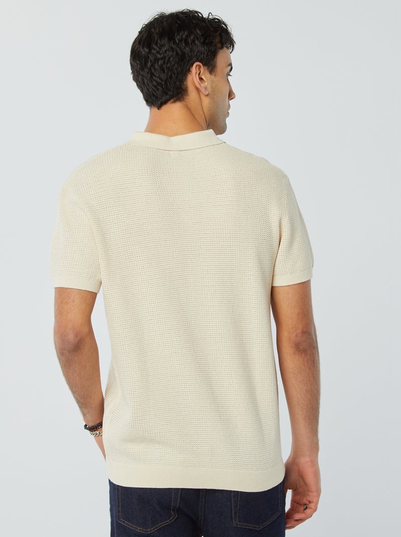 Polo lavorata a maglia BIANCO - Kiabi