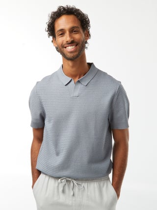 Polo lavorato a maglia maniche corte