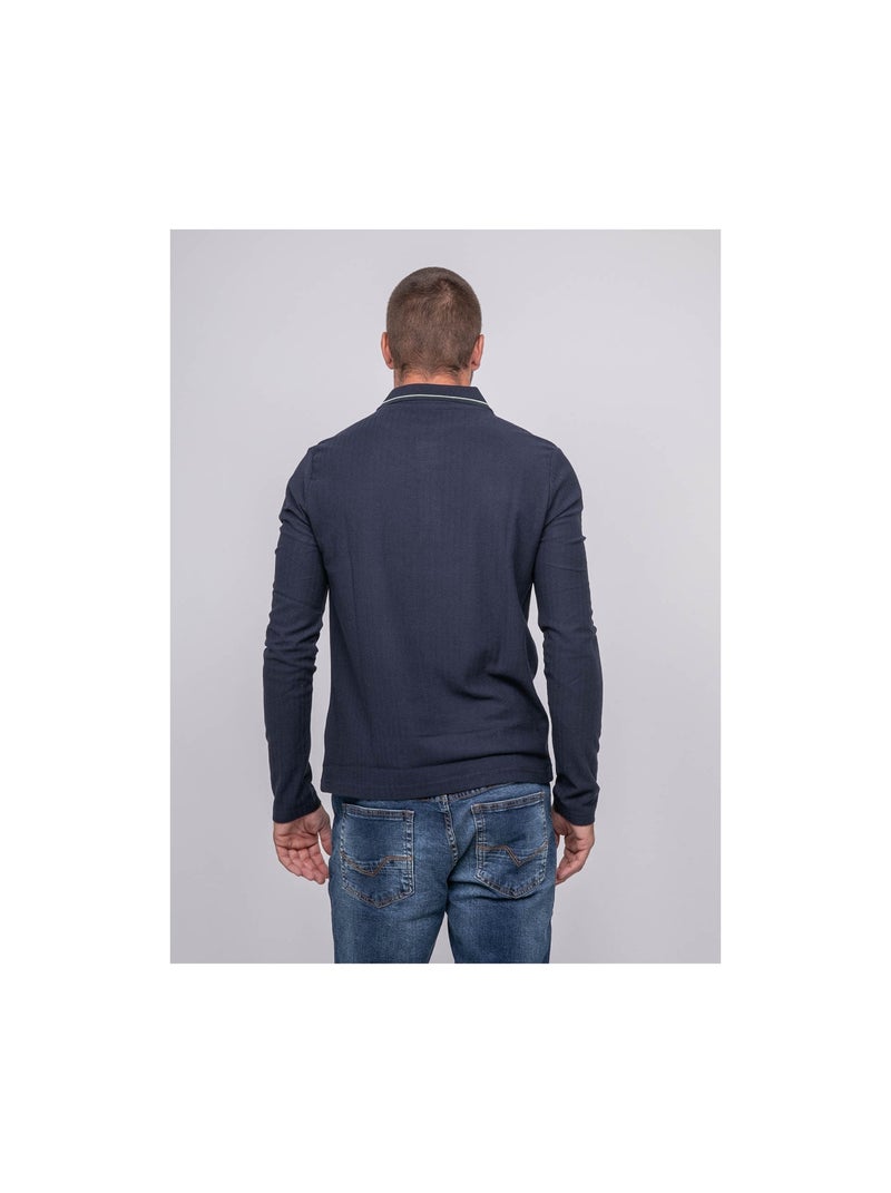 Polo maglia herringbone PASTITCH Blu marino - Kiabi